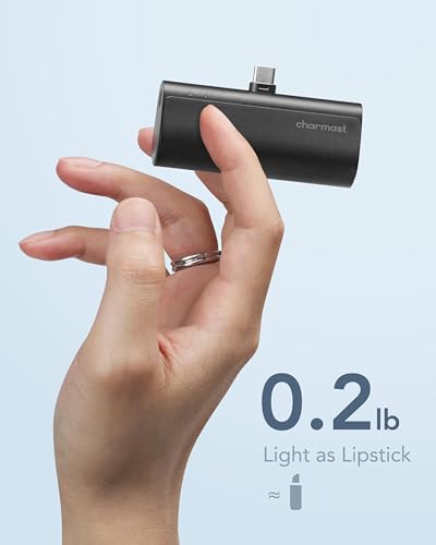 charmast Mini Portable Charger USB-C Connector, 5000mAh Small Power Bank - color: Black