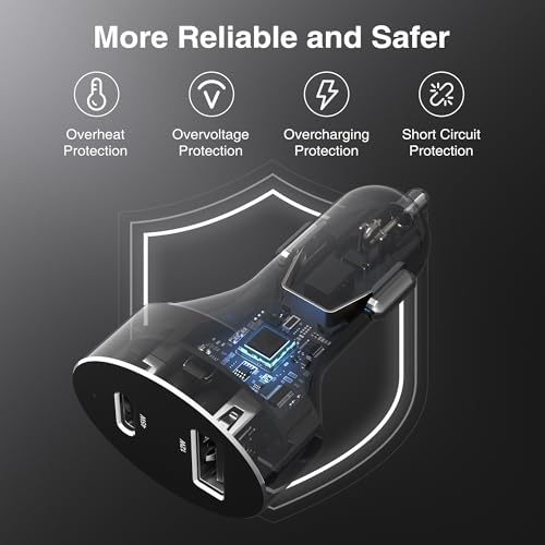 Nekteck 45W 2-Port USB-C Car Charger, PD 3.0 & QC 3.0 Fast Charging