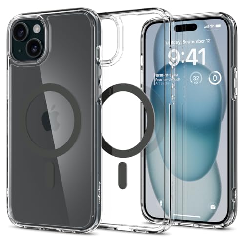 Spigen for iPhone 15/14/13 Case, Ultra Hybrid MagFit [Anti-Yellowing] [Compatible with Magsafe] - Clear Graphite - color: Clear Graphite, size: iPhone 15 / 14 / 13
