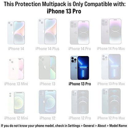 Scooch® Tempered Glass Multipack for iPhone 13 Pro, 3 Screen Protectors and 2 Camera Lens Protectors, Premium 9H Tempered Glass, Anti-Scratch, Anti-Fingerprint, Impact Resistant - size: iPhone 13 Pro