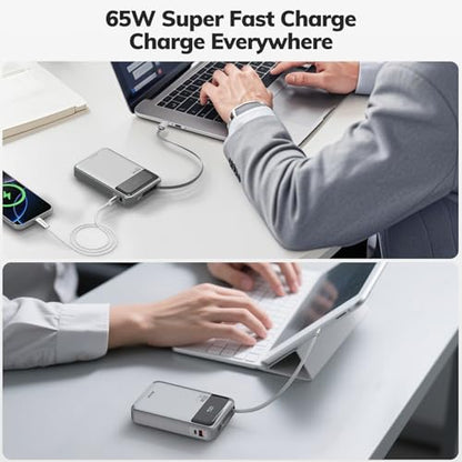 Hichain Laptop Power Bank 65W 20000mAh Portable Charger Silver - color: Silver