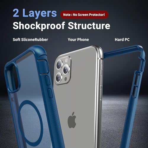 jaroco Magnetic for iPhone 11 Pro Max Case Heavy Duty Protection Deep Blue | Compatible with MagSafe,Military Grade Drop Protection,Translucent Matte,Non-Slip,Shockproof 2-Layer Durable Bumper Case - color: Deep Blue, size: iPhone 11 Pro Max