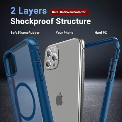 jaroco Magnetic for iPhone 11 Pro Max Case Heavy Duty Protection Deep Blue | Compatible with MagSafe,Military Grade Drop Protection,Translucent Matte,Non-Slip,Shockproof 2-Layer Durable Bumper Case - color: Deep Blue, size: iPhone 11 Pro Max