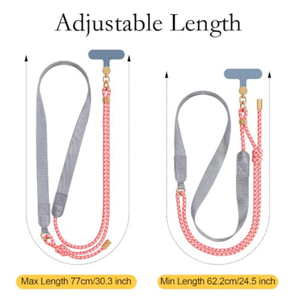 Phone Lanyard Crossbody Adjustable Strap for Travel Outdoor Pink - color: Pink