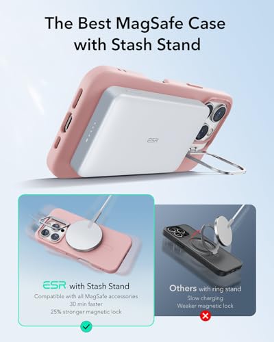 ESR for iPhone 16 Pro Case with Stand for MagSafe, Silicone, Pink | Silicone Phone Case, Compatible with MagSafe, Military-Grade Drop Protection, Slim - color: Pink