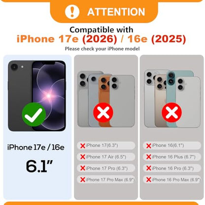 Bocasal Detachable Wallet Case Card Holder for iPhone 17e/16e, Brown | RFID Blocking Kickstand Card Slots Holder PU Leather Magnetic Shockproof Wrist Strap Removable Flip Protective Cover 6.1 inch - color: Brown