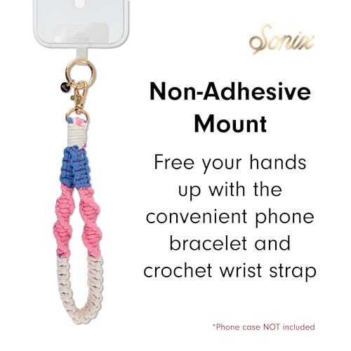 Sonix Phone Wristlet - Detachable Universal Smartphone Wrist Strap, Hands-Free Lanyard Cellphone Bracelet with Tether Tab - color: Crochet Twist - Pink