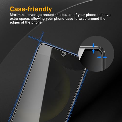 2 Pack Privacy Screen Protector for Samsung Galaxy S24 + / S24 Plus / S25 + / S25 Plus, Anti Spy Tempered Glass 9H Hardness, Black Protector Anti Spy, Bubble Free, Anti-Scratch - size: Galaxy S25 Plus/S24 Plus FK2
