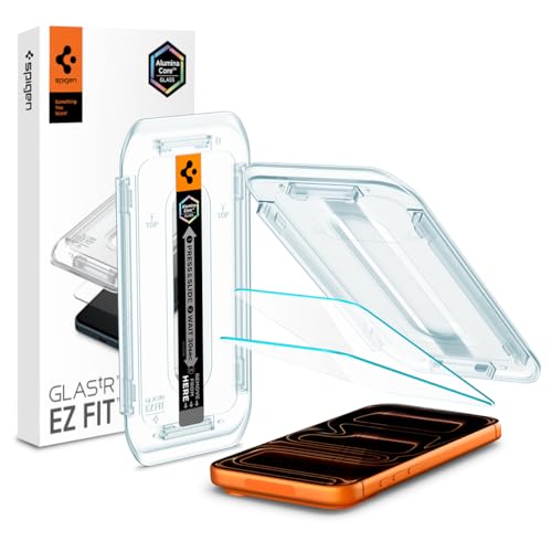 Spigen Screen Protector for iPhone 17 Pro Max, 16 Pro Max | GlasTR EZ Fit, AluminaCore Aluminum-enhanced 10H+ tempered glass, Auto-align tray, 100% clarity, Case-friendly, 2 Pack - size: iPhone 17 Pro Max / iPhone 16 Pro Max