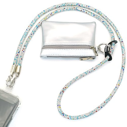 Clip and Go Strap for Phone with Wallet Crossbody, Bling Crystal Phone Strap Crossbody for Hands-Free Style - color: Multicolor