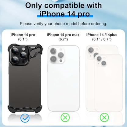 Frameless Phone Case Crafted for iPhone 14 Pro Black - color: Aluminum Black, size: iPhone 14 Pro