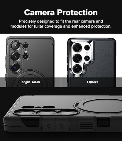 Ringke for Samsung Galaxy S25 Ultra Case [Alles Black] | Compatible with MagSafe, 360° Rotating Kickstand, Enhanced Camera Lens Protection, Powerful Magnet - color: Black, size: Galaxy S25 Ultra