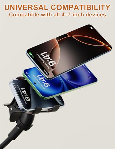 Phone Holder for Bed, Gooseneck Phone Holder for Desk Bedside Table, Flexible Gooseneck Long Arm Stand with Adjustable 360°Cell Phone Mount Clamp Clip for iPhone and All 4-7" Phone