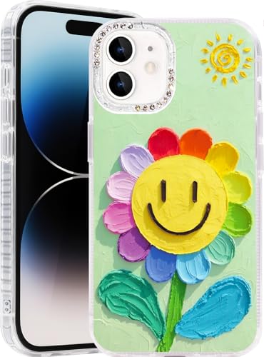 Compatible with iPhone 11 Case,with [Soft Slim][Camera Protection] Cute Rainbow Flower Aesthetic Phone Cover Anti-Yellowing Shockproof Protective Cover for Women Girl-Green - color: Green, size: iPhone 11