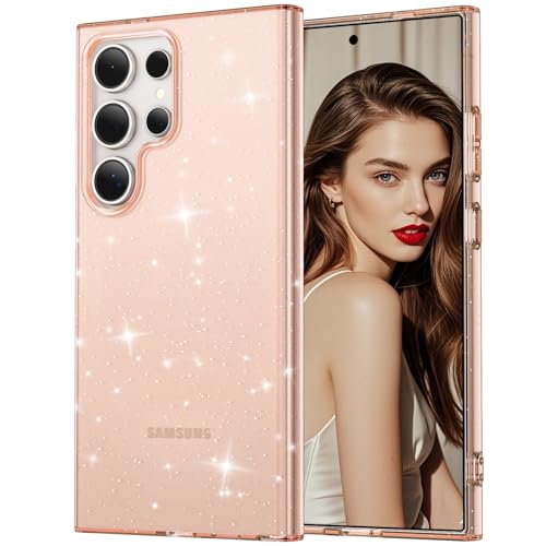 Glitter Case for Samsung Galaxy S23 Ultra 5G Case, Bling Glitter Shockproof Phone Case for Galaxy S23 Ultra Case, Anti-Yellowing Clear Glittering Protective Case for Women and Girls (Gold) - color: Gold, size: S23 Ultra