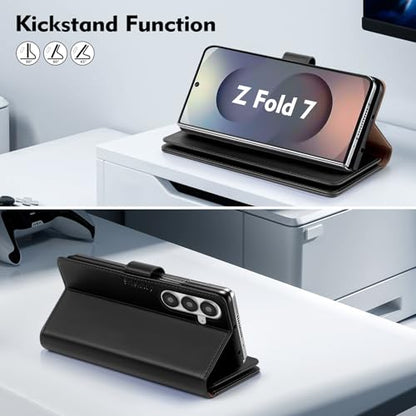 Shieldtop Compatible with Samsung Galaxy Z Fold 7 Wallet Case with Card Holder,Women Man RFID Blocking PU Leather Flip Shockproof Protective Cover Credit Card Holder Slots Kickstand,Black - color: Black, size: Samsung Galaxy Z Fold 7