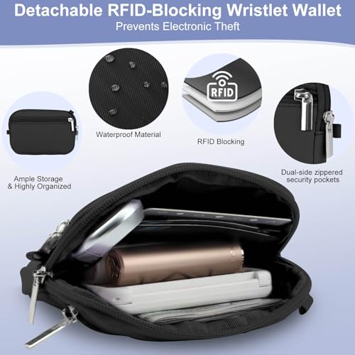 Phone Lanyard Crossbody with Detachable RFID Wallet (Black) - color: Black, size: Medium