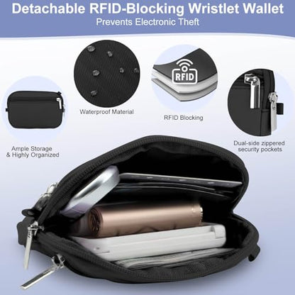 Phone Lanyard Crossbody with Detachable RFID Wallet (Black) - color: Black, size: Medium