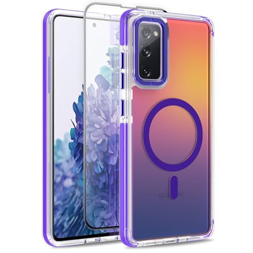 Magnetic Case for Samsung Galaxy S20 FE 5G [Compatible with Magsafe] [Cute Fashion Fluorescent Design] [1 Screen Protector] Slim Translucent Matte Case for Galaxy S20 FE 5G 6.5", Purple - color: Purple, size: Samsung Galaxy S20 FE