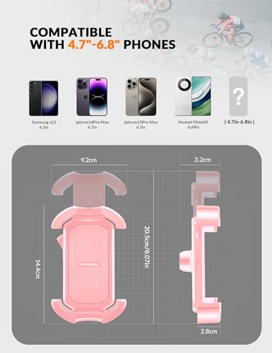 ROCKBROS Bike Phone Holder Security Lock Shockproof Bicycle Phone Mount - color: Handlebar Mount Pink