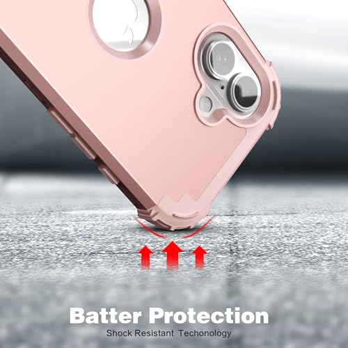 IDweel for iPhone 17 Case with Screen Protector for Women, 3 in 1 Shockproof Slim Fit Hybrid Heavy Duty Hard PC Cover Soft Silicone Bumper Full Body Anti-Fingerprint Case, Rose Gold - color: Rose Gold