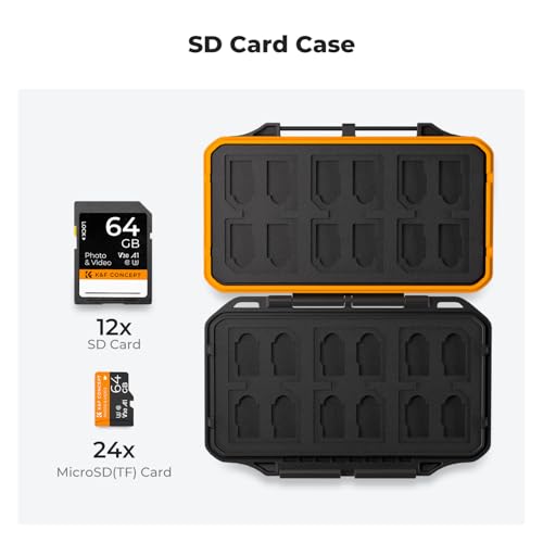K&F CONCEPT 36 Slots Memory Card Case with 4-in-1 Card Reader - size: For 24 Micro SD(TF)+12 SD+Card Reader