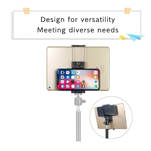 Universal Phone and Tablet Holder Mount with Flexible Gooseneck, 360° Rotation, for Mic Stands, Wheelchairs, Bikes, Treadmills, Applicable Device Width ranges 2.4"–7"