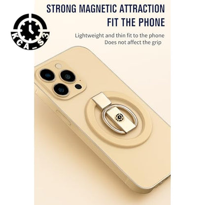 Luxury Phone Ring Holder 360 Rotation Premium Metal Kickstand iPhone 15 16 17 Pro Max Samsung Galaxy S24 Ultra Magnetic Grip Anti-Drop Adjustable Stand Wireless Charging Compatible Champagne - color: Champagne Metal Holder