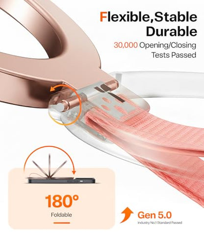 TORRAS (Gen6.0) Magnetic Phone Grip Ring Holder Kickstand, Rose Gold - color: Rose Gold w/ Braided Nylon Strap