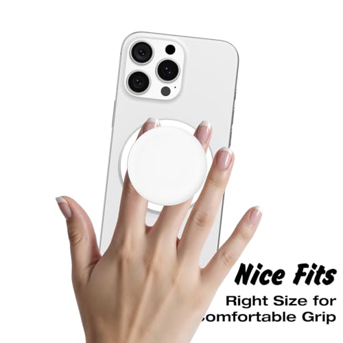 Svanove Silicone Magnetic Phone Grip Compatible with Magsafe Phone Grip Holder, Cute Cell Phones Grips Stand Collapsible Kickstand for iPhone Samsung, Slim Thin Matte Soft Rubber TPU, White - color: White, style: Magnetic
