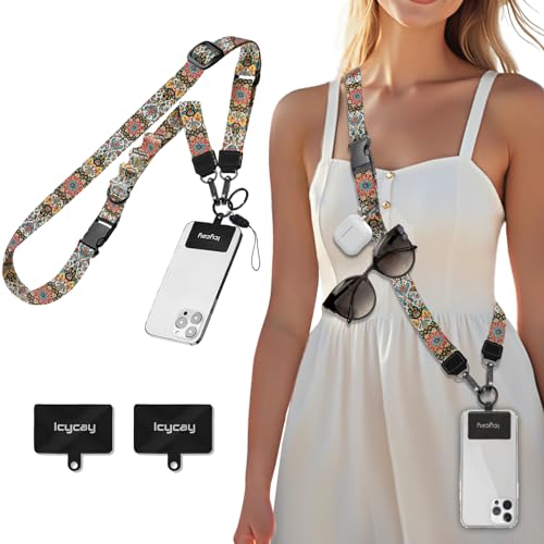 Icycay Phone Lanyard Crossbody Strap Neck Adjustable Teacher Women Boho - color: Boho Print