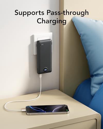 VRURC Fast Charging Portable Charger Power Bank AC Plug & Built-in Cables - color: Black