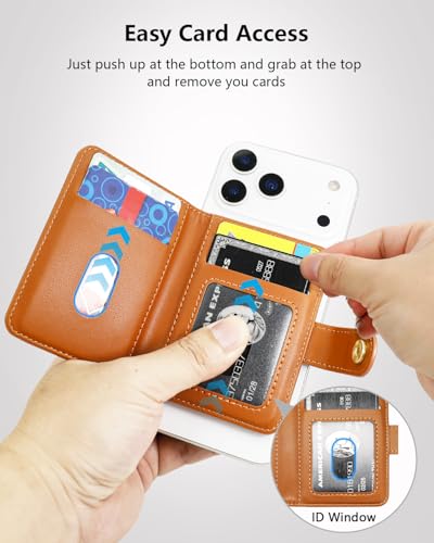ONETOP for MagSafe Wallet,Magnetic Phone Wallet with 5 Card Slots,Brown | 1-12 Cards/Cash Holder for iPhone 17/16/15/14/13/12 Series,Detachable Wallet Stick-On Back,PU Leather RFID Blocking Kickstand - color: Brown