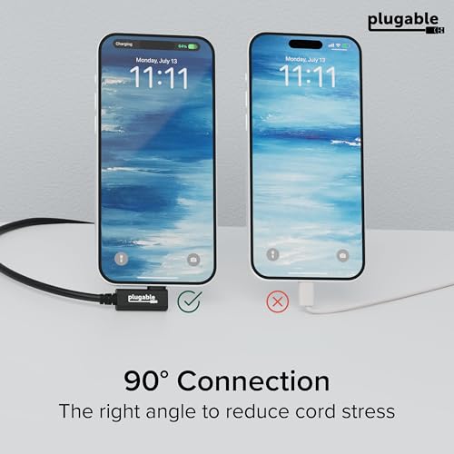 Plugable Thunderbolt 4 Cable Right Angle 40Gbps with 240W EPR Charging