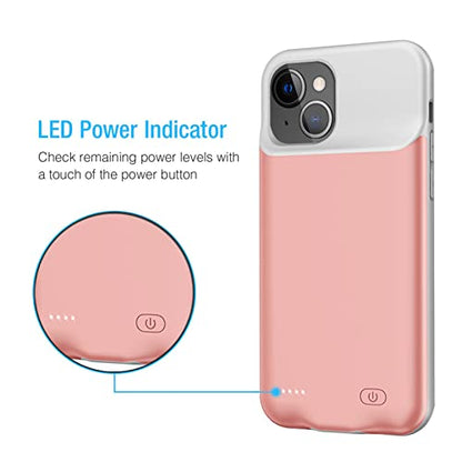 Battery Case for iPhone 13 Mini, Enhanced 6500mAh Ultra Thin Portable Protective Power Smart Charging Case Compatible with iPhone 13 Mini (5.4 inch) Rechargeable Extended Battery Charger Case (Pink) - color: Pink