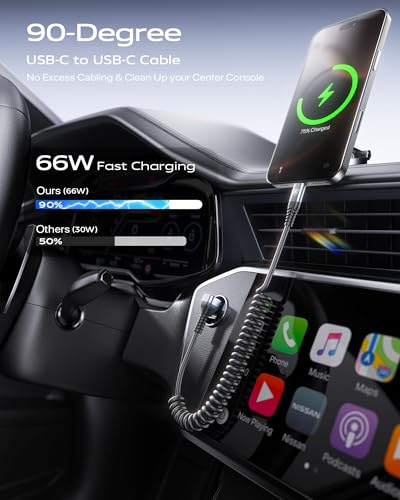 90 Degree Coiled USB C to C Cable for Car 6FT, 2Pack Coiled USB C Cable - color: Grey, size: 6FT