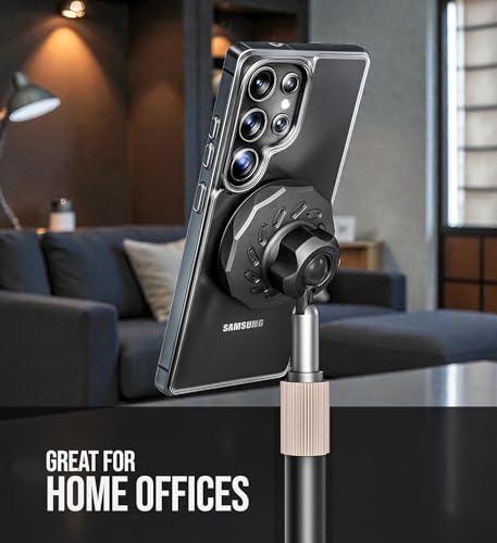 Galvanox Magnetic Wireless Charging Stand for Samsung Phones - Fully Adjustable Height and Angle Desktop Charger with Super-Fast 25W Wall Adapter and USB-C Cable (Black)