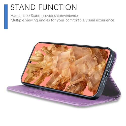 Wallet Case for Google Pixel 8 6.2 inch 2023 - [Strong Magnetic] PU Leather Folio Flip Case with Card Holder Kickstand Protective Phone Cover - Purple - color: Purple, size: Google Pixel 8 6.2"