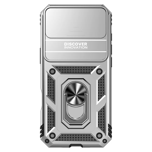 for iPhone Air Case, with Slide Camera Cover HD Screen Protector [Military Grade 16ft. Drop Tested] Ring Holder Kickstand Protective Phone Case for Apple iPhone Air 2025, Silver - color: Silver w/ Slide Camera 2nd gen. Military Grade