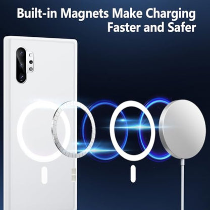 TIANNIUKE Magnetic Case for Samsung Galaxy Note 10 Plus, Translucent Matte Anti-Fingerprint,Compatible with MagSafe,Slim Fit Shockproof Protective Phone Case (Transparent White) - color: White, size: Galaxy Note 10 Plus