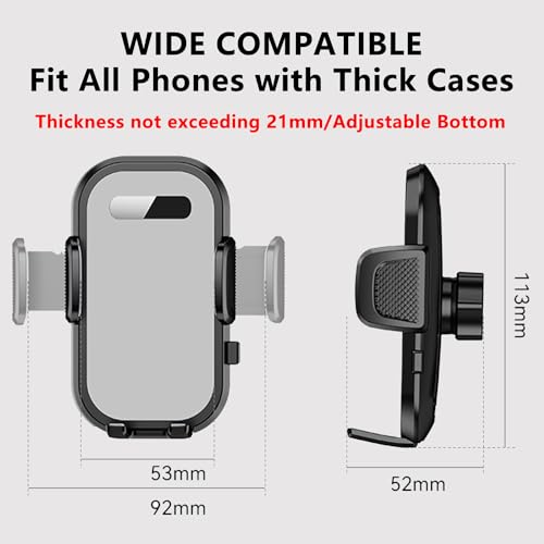 Car Phone Holder Phone Mount for Car Windshield Dashboard Air Vent Universal Hands Free Automobile Cell Phone Holder Fit for iPhone Samsung Moto Smartphone (Black)