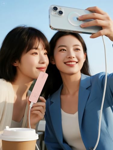 Miady 2-Pack Small Portable Charger 5000mAh Power Bank Travel Battery Pack - color: Cream Blue+ Pink