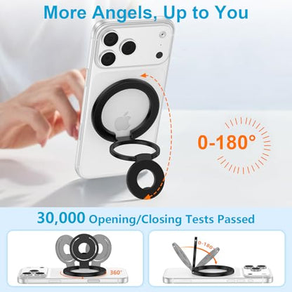 Magnetic Phone Grip, Foldable MagSafe Cell Phone Ring Holder Stand - color: black