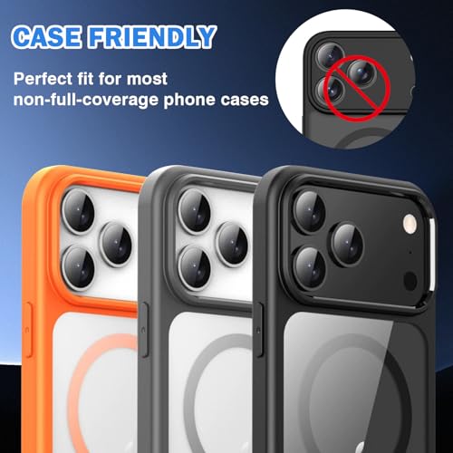 Camera Lens Protector for iPhone 17 Pro Max, Bling Glitter Women - color: Sparkly Orange