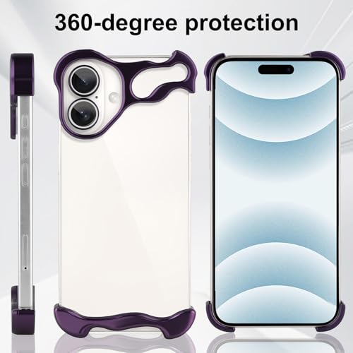 Frameless Phone Case Crafted for iPhone 16 Plus Purple - color: Aluminum Purple, size: iPhone 16 Plus