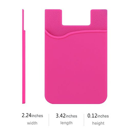 Pofesun Cellphone Card Holder, 3 Pack Silicone Phone Wallet Stick On | Card Holder for Back of Phone Credit Card Holder for Phone Case Compatible for iPhone, Samsung, Android and All Smartphones - color: Blue, Pink, Green