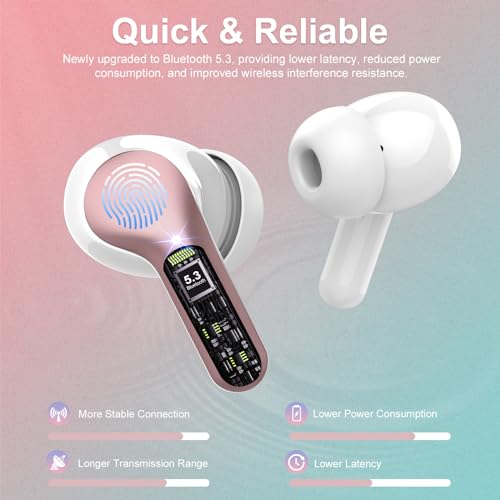 Wireless Earbuds, Bluetooth 5.4 Headphones HiFi Stereo, Bluetooth Earbuds - color: Rose Gold