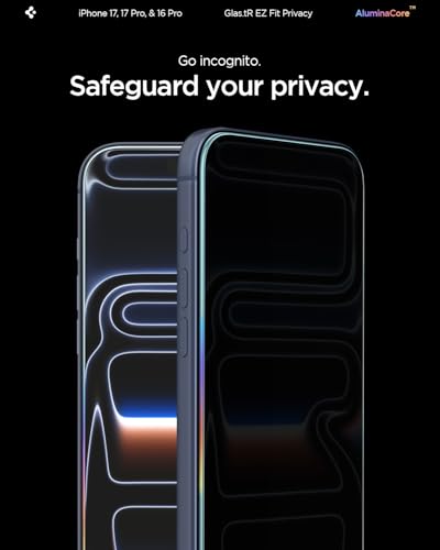 Spigen GlasTR EZ FIT Privacy Screen Protector for iPhone 17 Pro, 17, 16 Pro - size: iPhone 17 Pro | iPhone 17 | iPhone 16 Pro