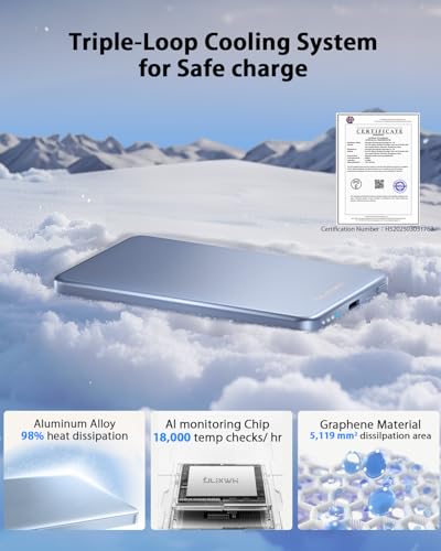 [0.3" Ultra Slim] [Alloy-Made] ULiXWH for Magsafe Portable Charger iPhone | 2026 Upgrade Fast Charging 5000mAh Magnetic Power Bank, Wireless Battery Pack for iPhone 17 Air 16 15 Pro Max 14 13, Blue - color: Blue