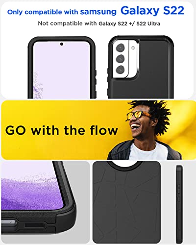 AICase for Galaxy S22 Case,Heavy Duty Rugged Pocket-Friendly Phone Case,Durable Military Grade Protection Shockproof/Drop Proof/Dust-Proof Protective Cover for Samsung Galaxy S22 6.1“ (Black) - color: Black Case